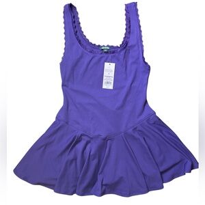 Women's Small Game Day Lace Drop Waist Mini Skater Dress Wild Fable Purple NWT